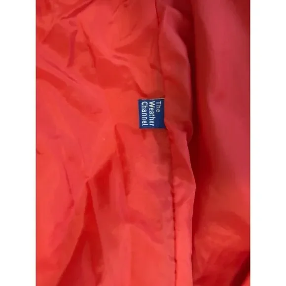 Vintage LL Bean Rain Jacket Hood Coral Orange Weather Channel Nylon Women Medium - Picture 11 of 16